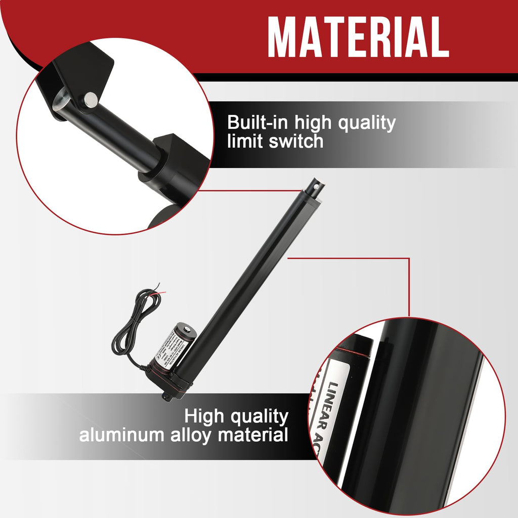 MYFULLY 12V Linear Actuator 12"/300MM Stroke with Mounting Brackets