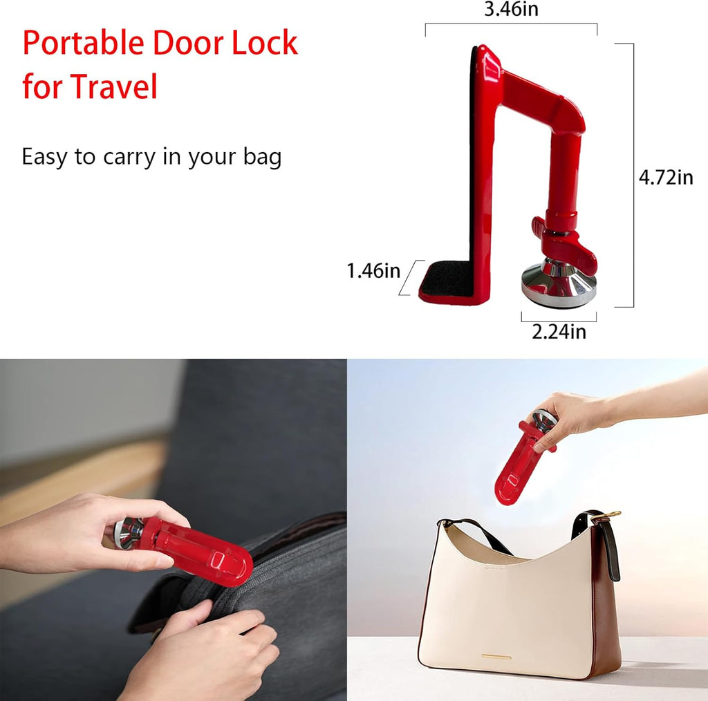 Door Stoppers Security - Portable Door Lock for Travel Anti Theft Door Blocker, Hotel Room Apartment Safety - No