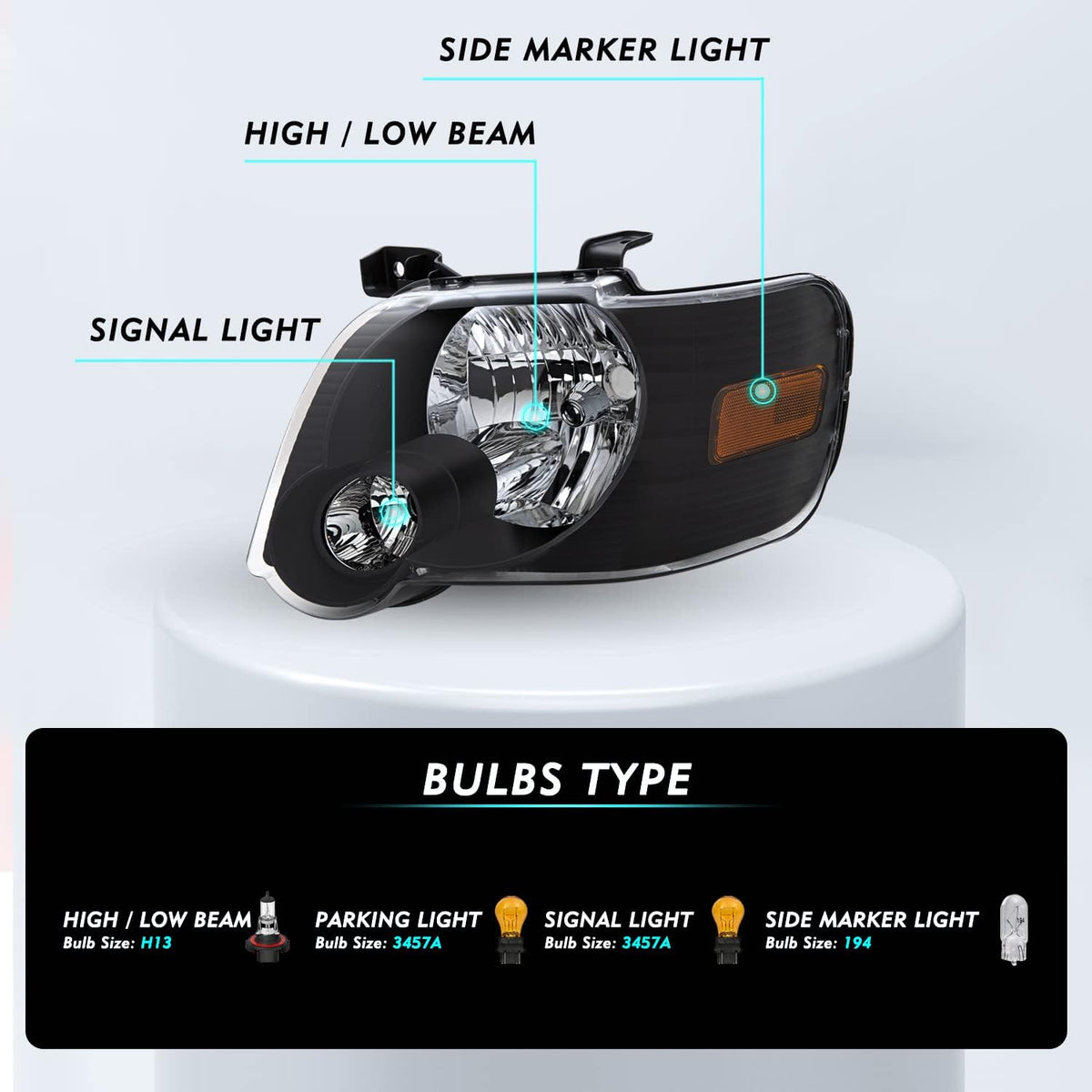 TUSDAR Headlights Assembly for 2006-2010 Ford Explorer