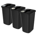 Recycling Bin System, 3 Pack Waste Sorting Containers with Stickers, Plastic Trash Cans for Kitchen Garage Home