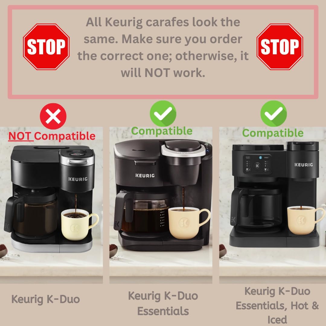 Replacement 12-Cup Coffee Pot Carafe for Keurig K-Duo Essentials & K-Duo Essentials Hot & Cold Brewer Models (K-Duo