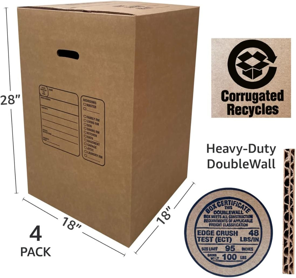 Kitchen Moving Boxes 18x18x28", 4 Pack