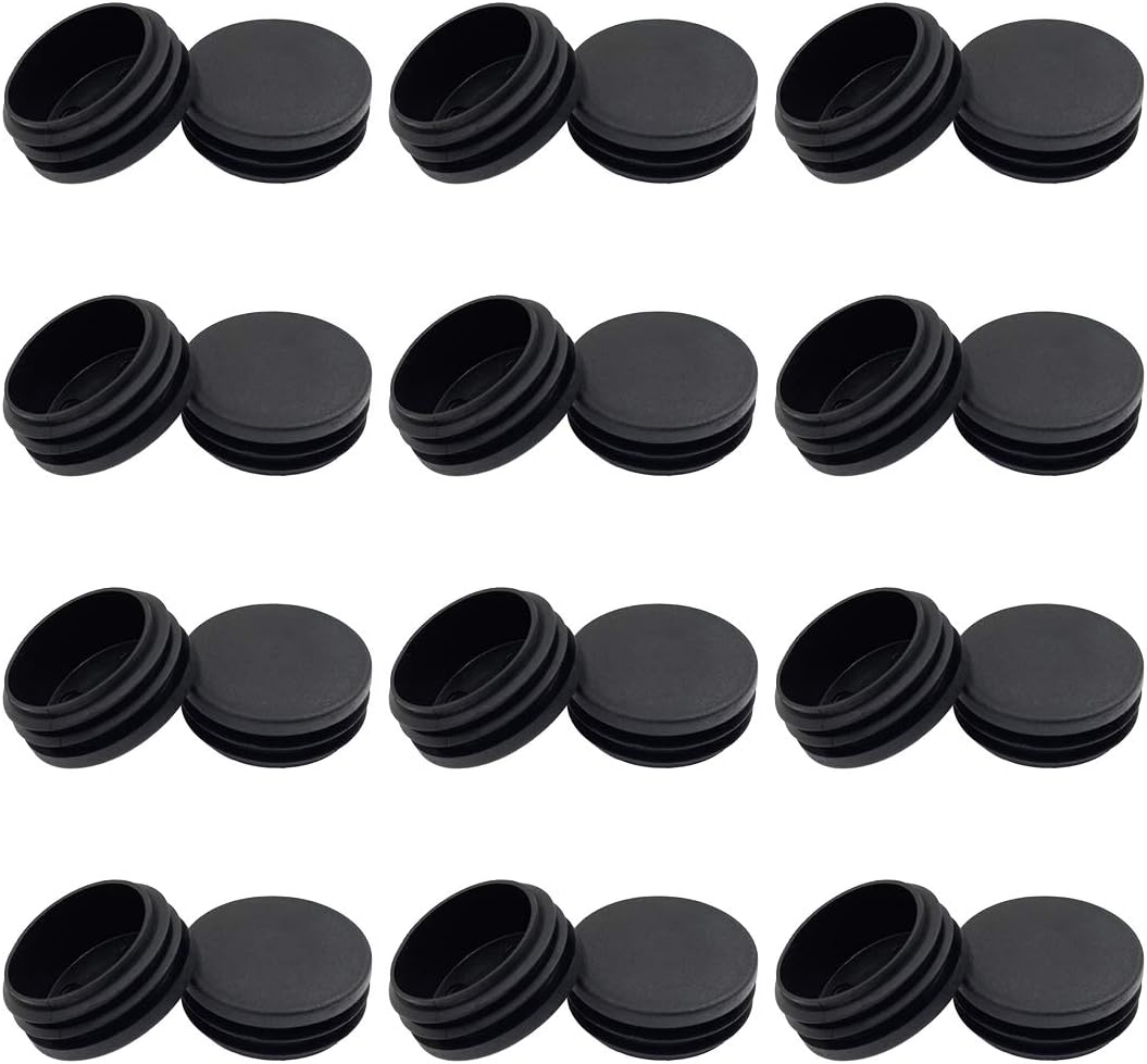 24PCS 45mm (1 3/4 Inch) Round Black Plastic Plug End Cap