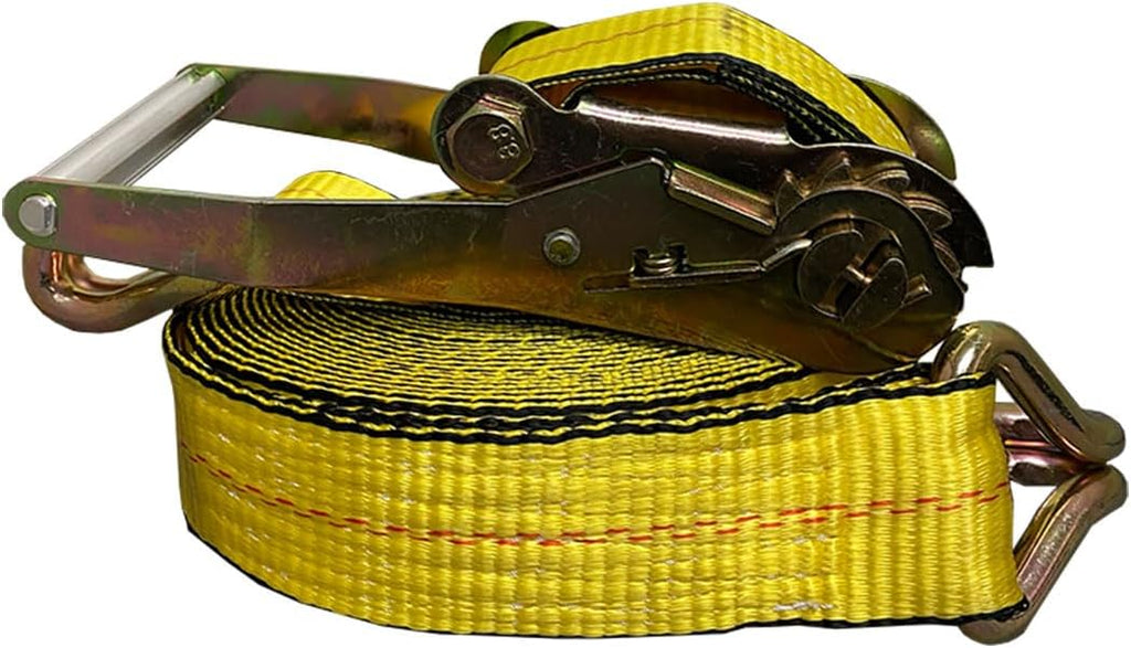 S1023- Premium Yellow Ratchet Tie Down – 1 PK – 2 in – 30 FT – 3333 LBS Working Load – 10000 LBS Break Strength –