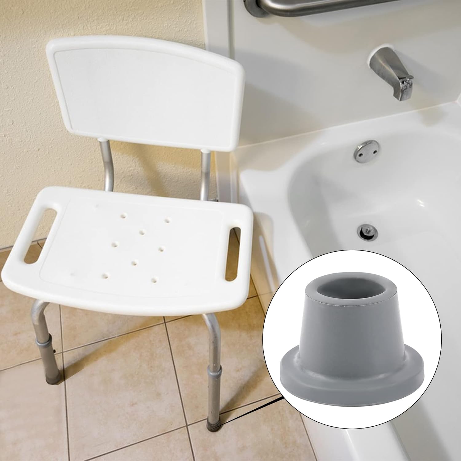 Heavy Duty Shower Chair Leg Caps 4 Pack - Replacement Rubber Feet for Bath Seat, Stools - Non Slip Tips With Suction