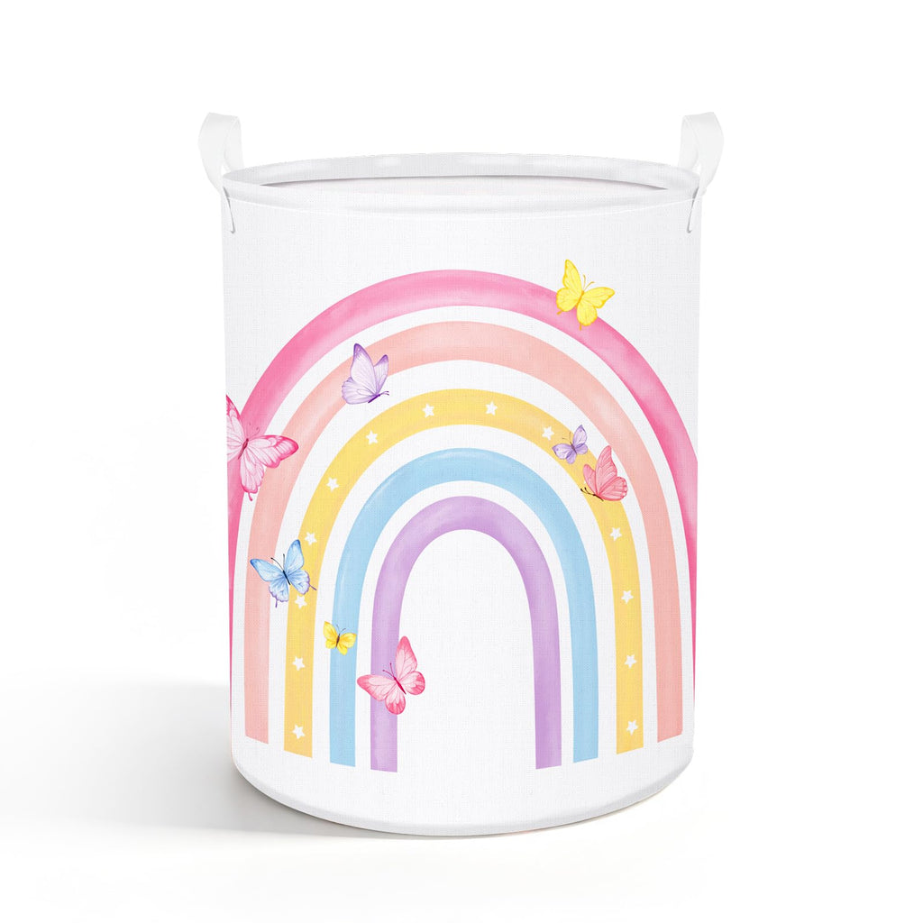Rainbow&Butterfly Kids Storage Basket, Foldable Laundry Baskets