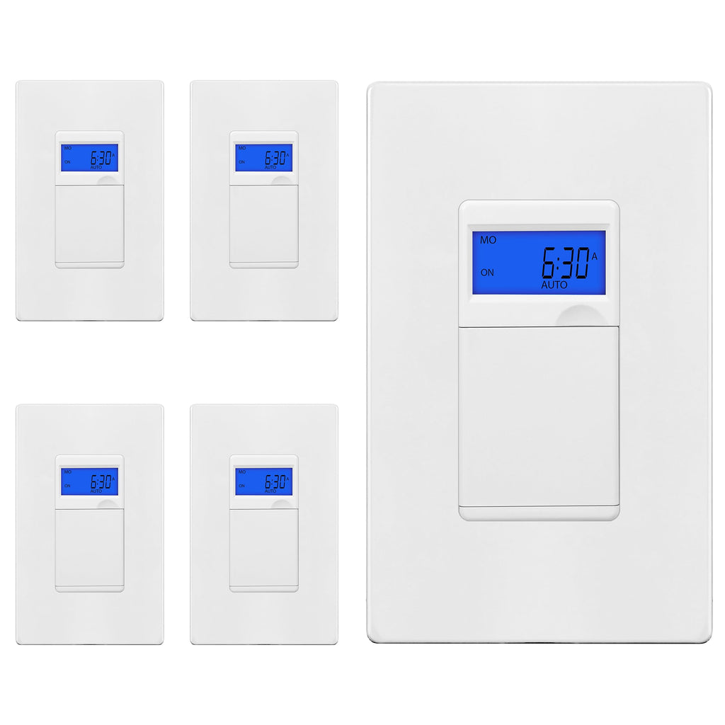 TG 7 Day Digital Programmable Timer Switch for Exhaust Fans, Lights, 5 Pack