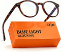 Blue Light Blocking Glasses Men Women,Vintage Round Frame Eyeglasses | Flexible TR90 with Red,Orange,Clear Lens for