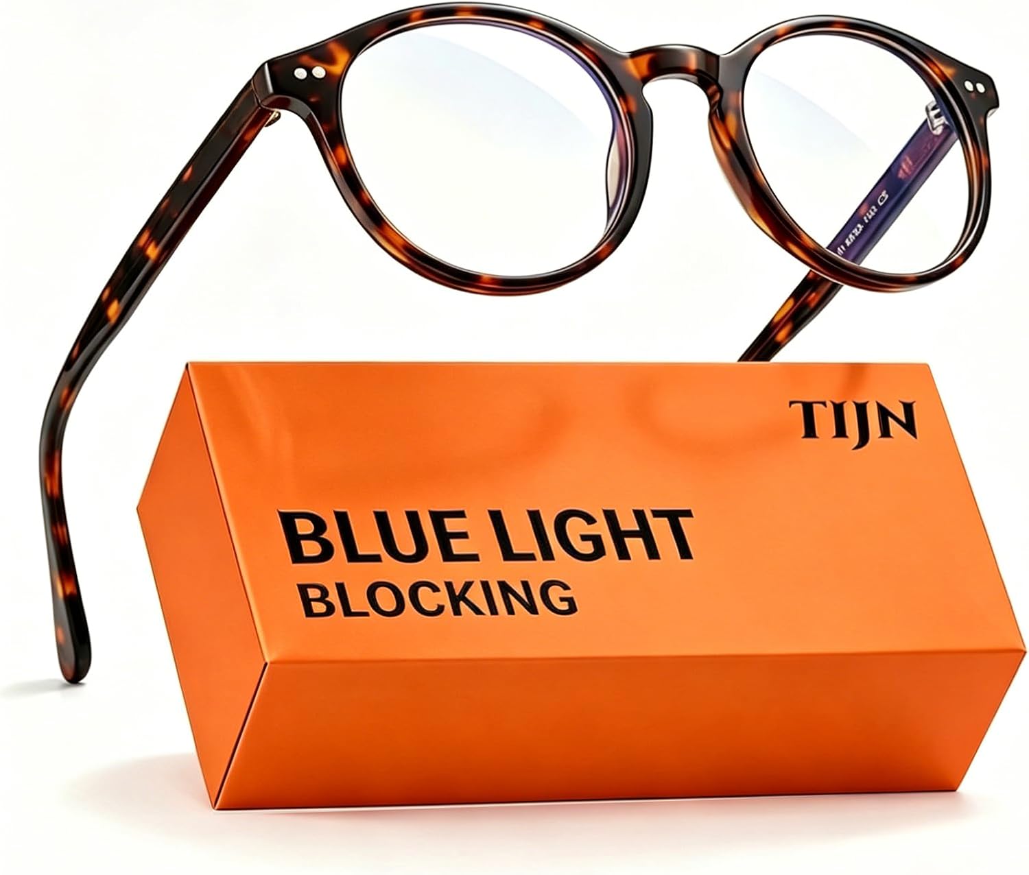 Blue Light Blocking Glasses Men Women,Vintage Round Frame Eyeglasses | Flexible TR90 with Red,Orange,Clear Lens for