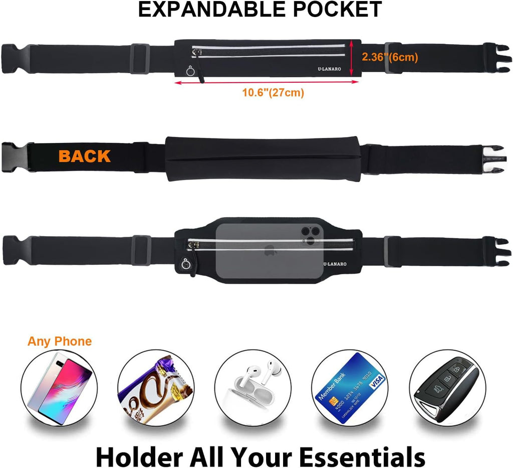 Slim Running Belt Fanny Pack for Men Women, Running Phone Holder Runners Pouch Waist Pack for Workout, Money Belt