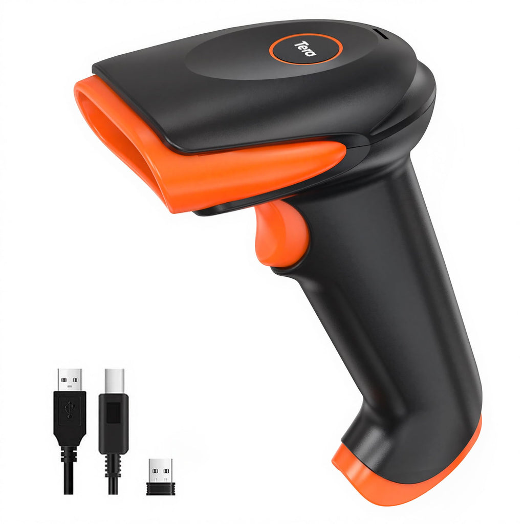 Barcode Scanner 2D Wireless Handheld: BT 2.4G USB, HW0002-O, Orange
