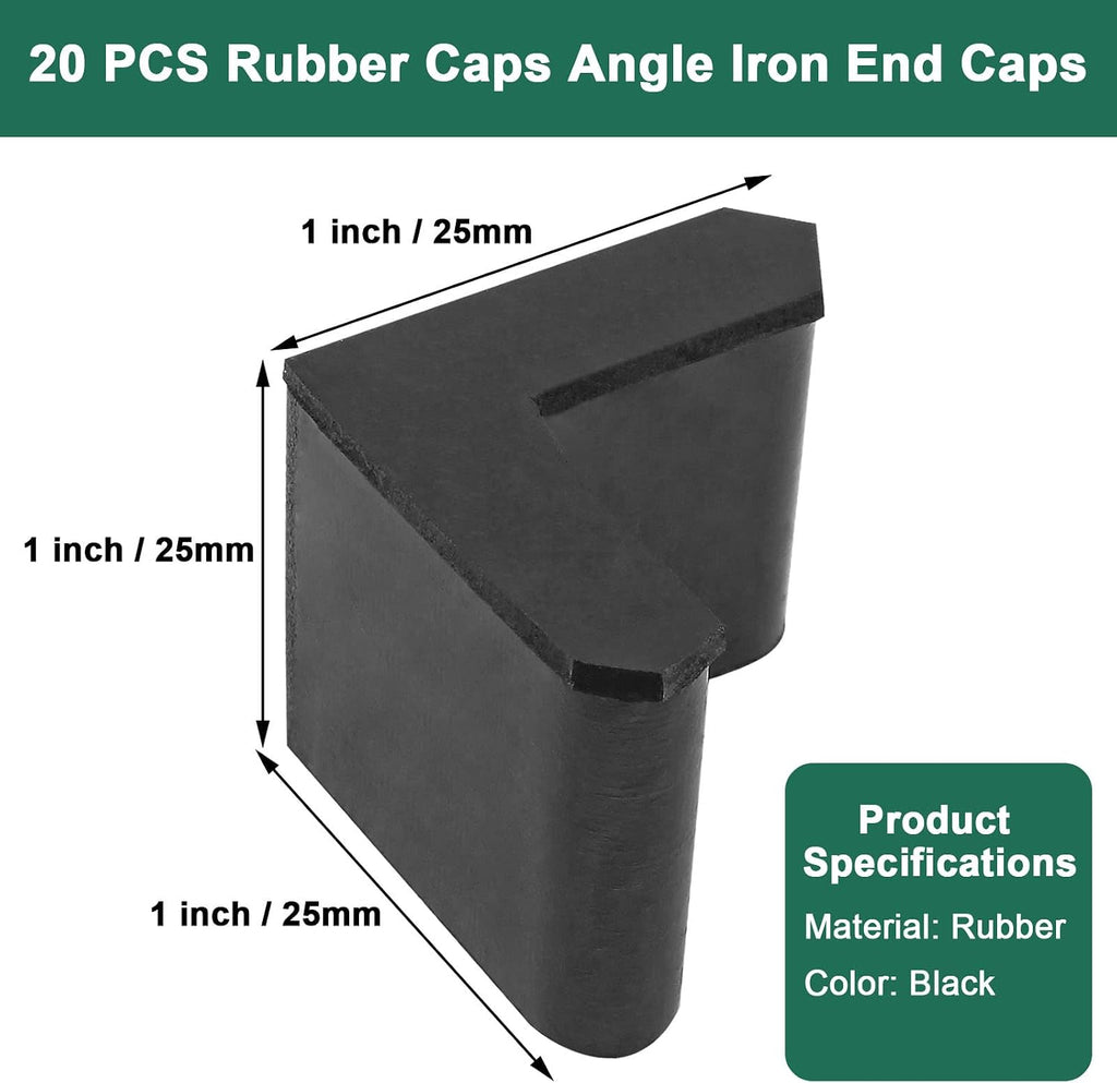 Bivethoi Rubber Caps Angle Iron End Caps, 1 Inch / 25mm, Black