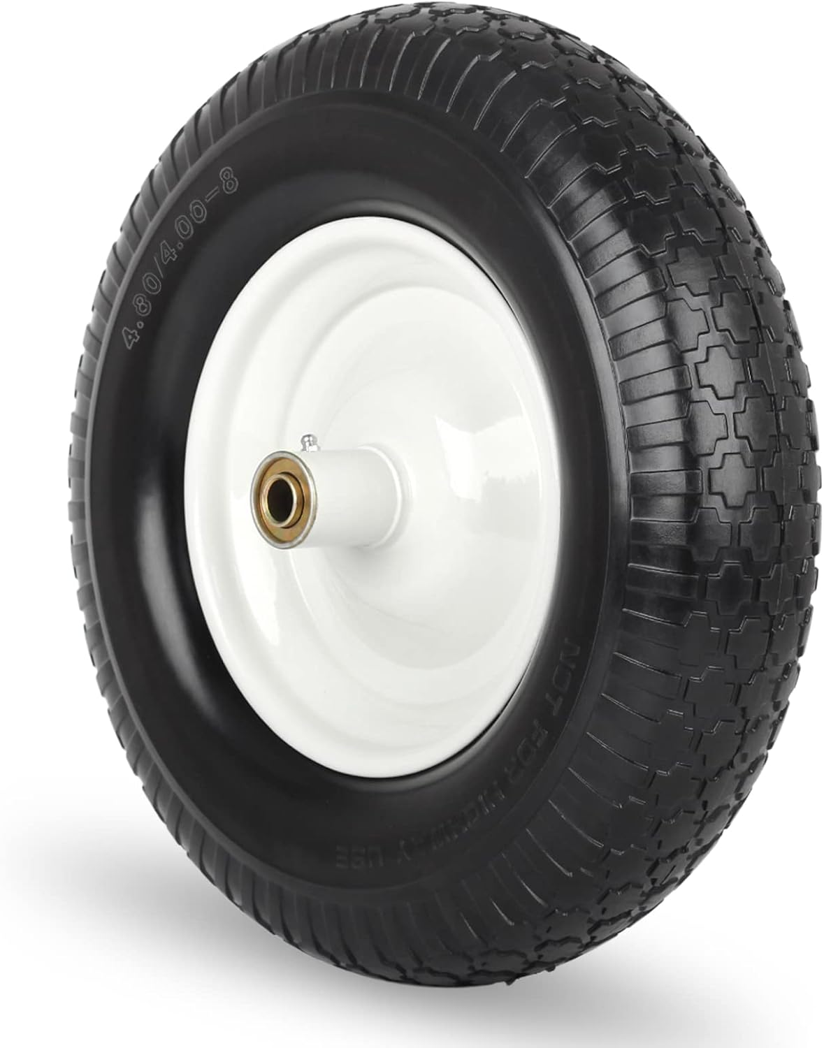 16" Solid Wheelbarrow Tire, 4.80/4.00-8" Flat-Free Tire and Wheel, 6" Centered Hub, 5/8" Axle Bore Hole for Wheel
