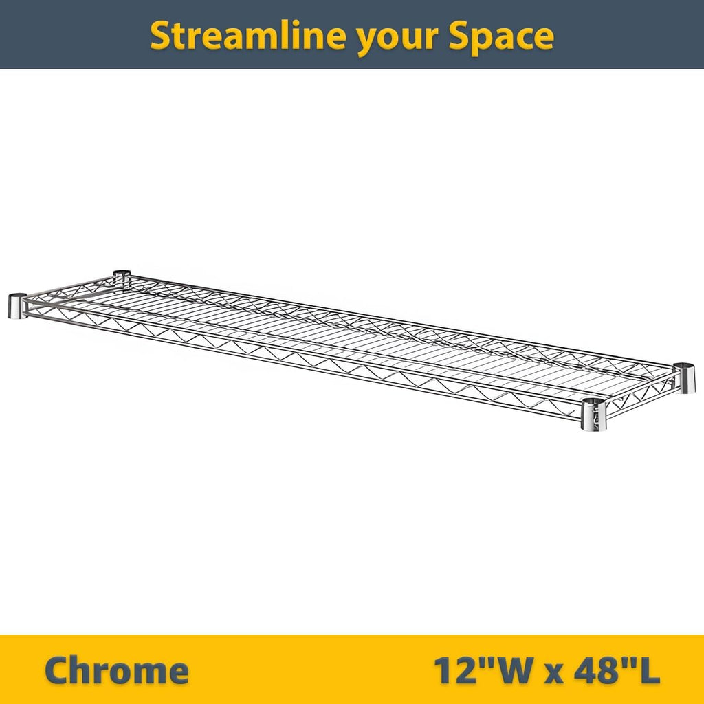 (2-Pack) 12" x 48" Chrome Wire Shelf for Shelving Units, Replacement Shelves for Wire Rack, NSF