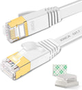 Cat 7 Flat Ethernet Cable 50ft White, High Speed 10GB Shielded (STP) LAN Internet Network Cable Ethernet Patch