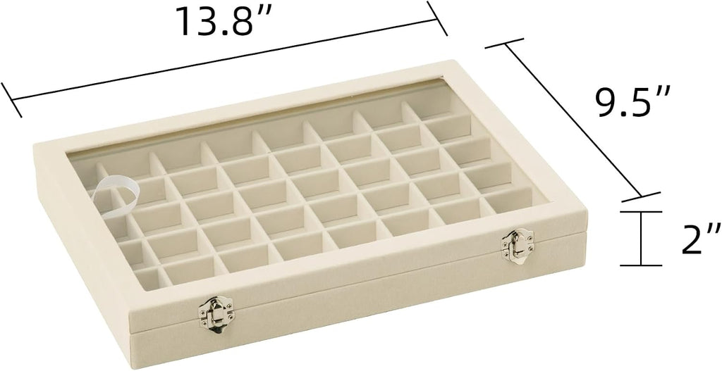 48 Grid Earring Organizer,Velvet Jewelry Tray with Clear Lid | Drawer Jewelry Organizer for Rings Studs
