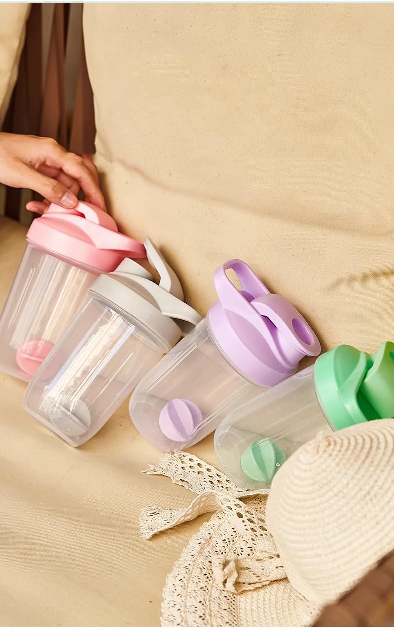 Protein Shaker Bottle 400ML/16Oz w. Shaker Ball for Protein Shake, Shaker Bottle with Mixing Ball, Leak-Proof