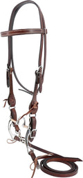 Working Tack Browband Bridle with Single Cheek Buckle Includes Stainless Steel 5" Correction Bit,5/8" x 7' Leather