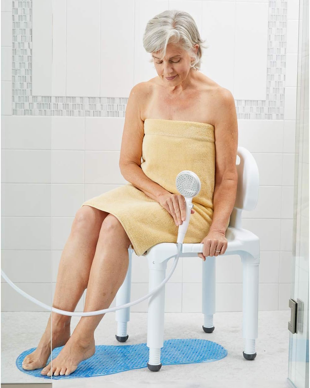 Bath Seat And Shower Chair with Backrest for Seniors, Bath Chair For Elderly, Disabled, Handicap, and Injured