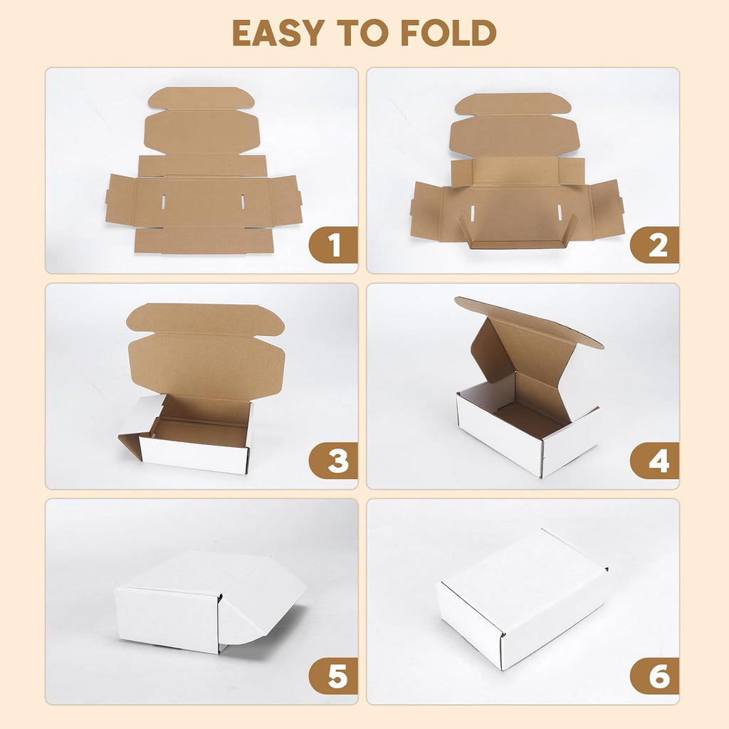 25 Pack 6x4x2 inch Small Shipping Boxes, White Mailing Boxes