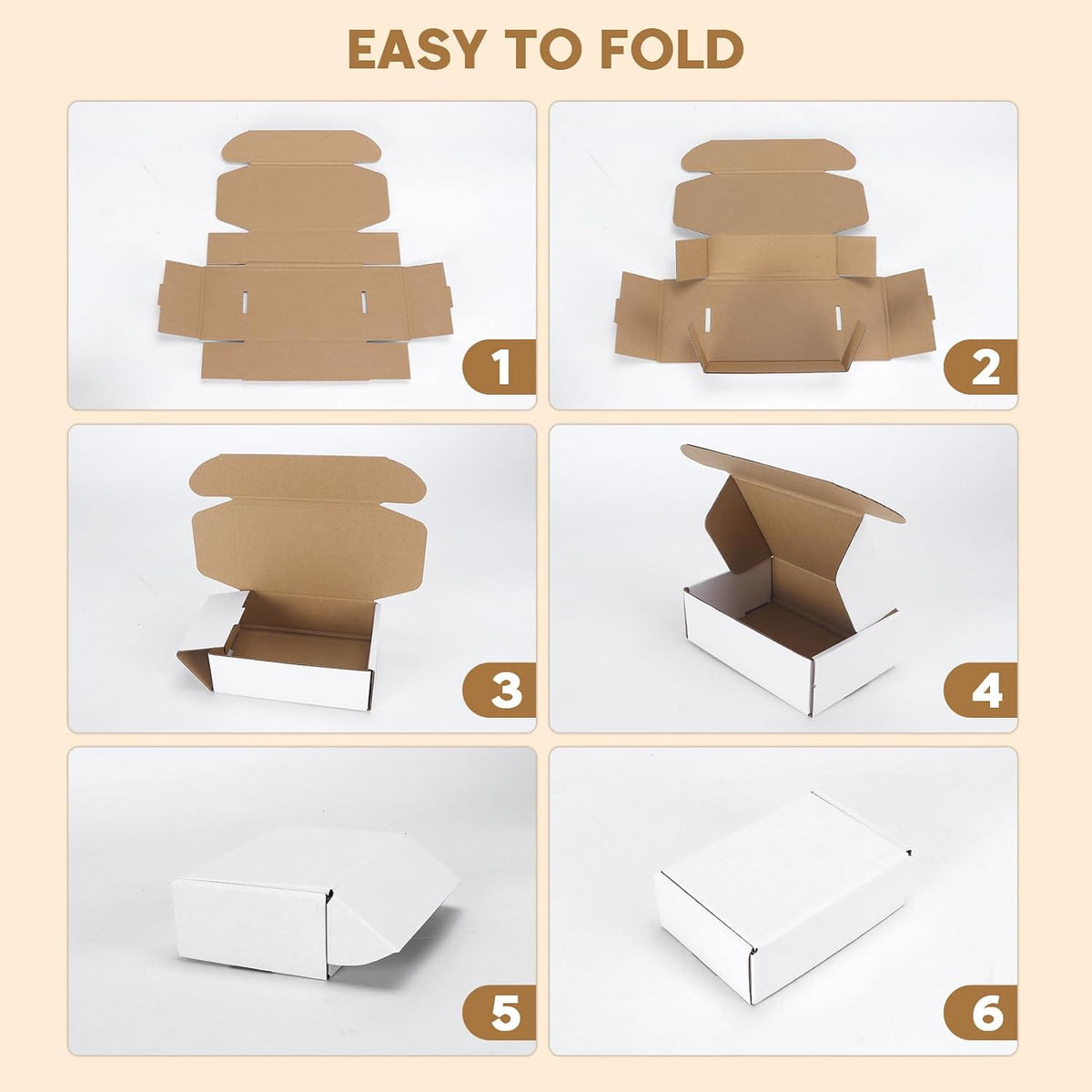 25 Pack 6x4x2 inch Small Shipping Boxes, White Mailing Boxes