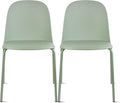 Set of 2 Modern Stackable Armless Dining Chairs, Plastic Shell Seat with Metal Legs for Indoor Outdoor Home Kitchen