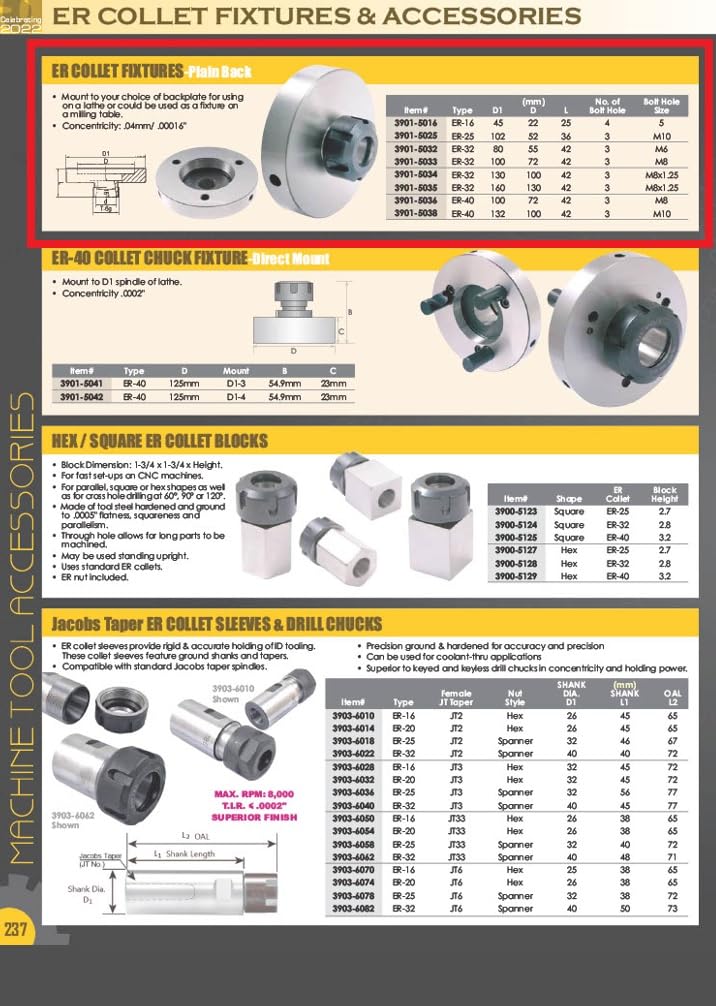 HHIP 3901-5016 ER-16 Collet Chuck, 45 mm Diameter