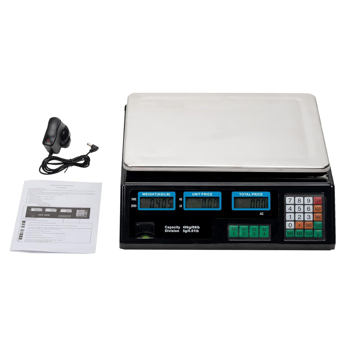 Price Computing Scale 40kg/5g Counting Scale Deli Scale Digital Pricing Weighing Scale Precise Market Scales kg/g/lb