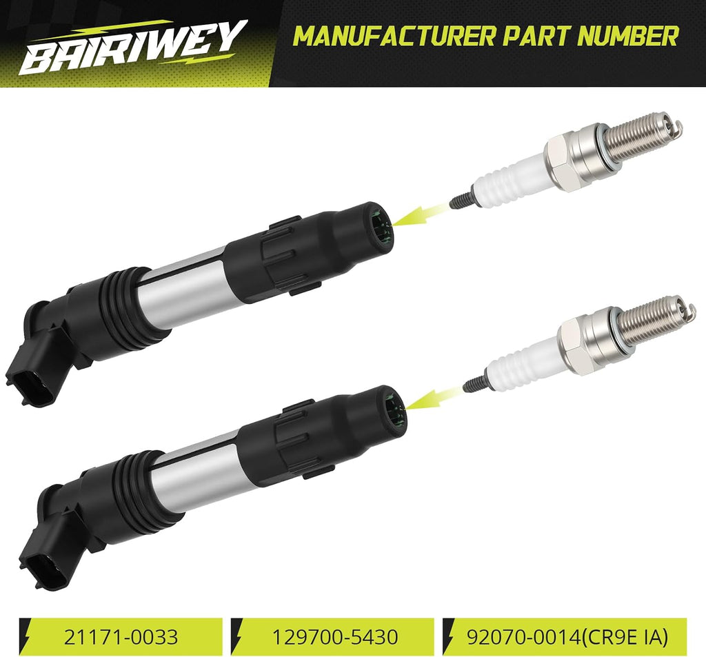 2Pcs Ignition Coils & Iridium Spark Plug for Kawasaki Ver-sys Nin-ja Vulcan