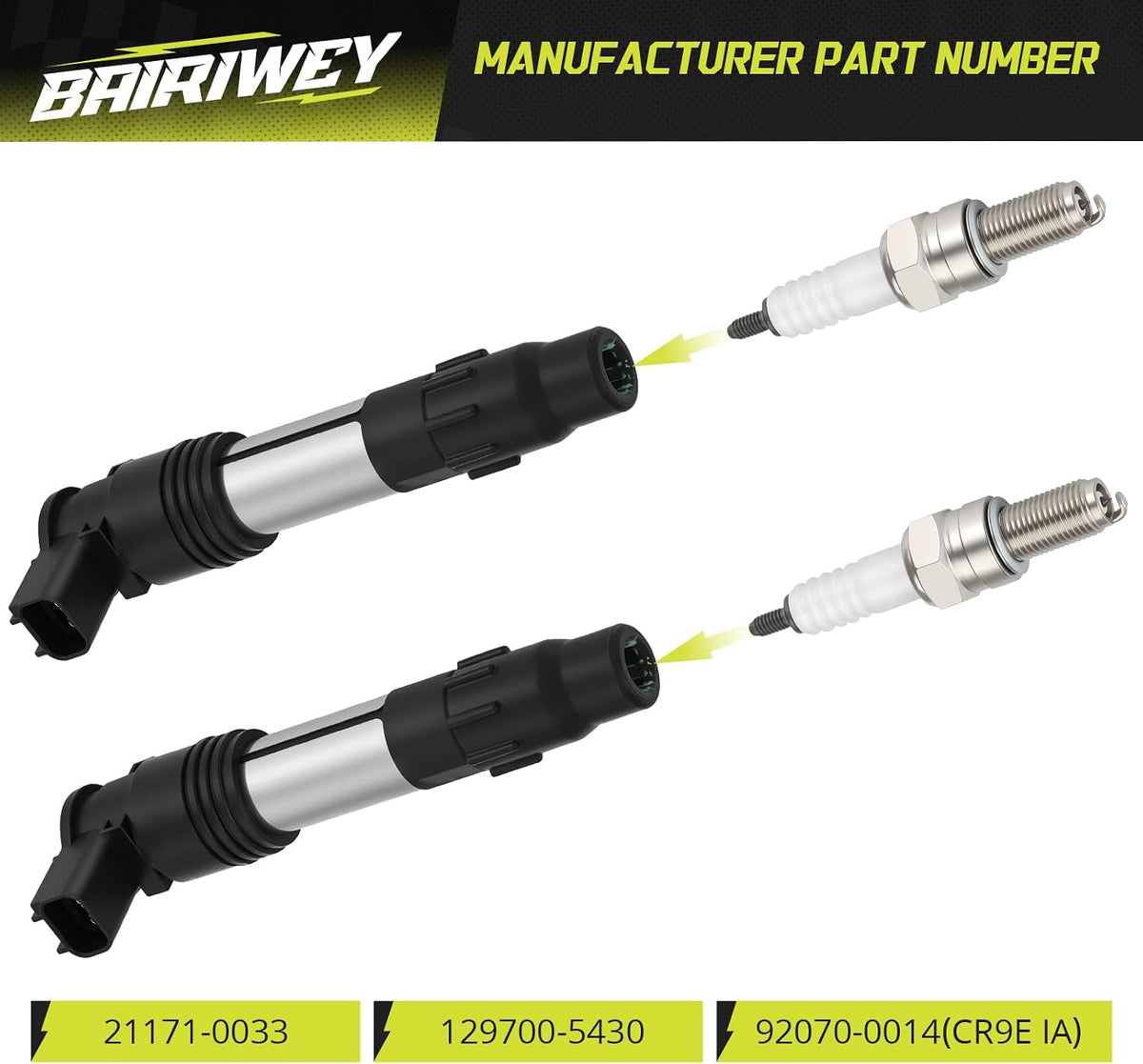 2Pcs Ignition Coils & Iridium Spark Plug for Kawasaki Ver-sys Nin-ja Vulcan