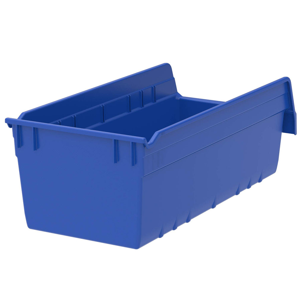 30088 Plastic Nesting ShelfMax Storage Bin Box, 18x8x6-Inch, Blue (8-Pack)