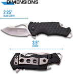 – Pocket Folding Knife – Fine Edge Steel Blade, Aluminum/Nylon Fiber Handle, Bottle Opener and Pocket Clip, Tactical