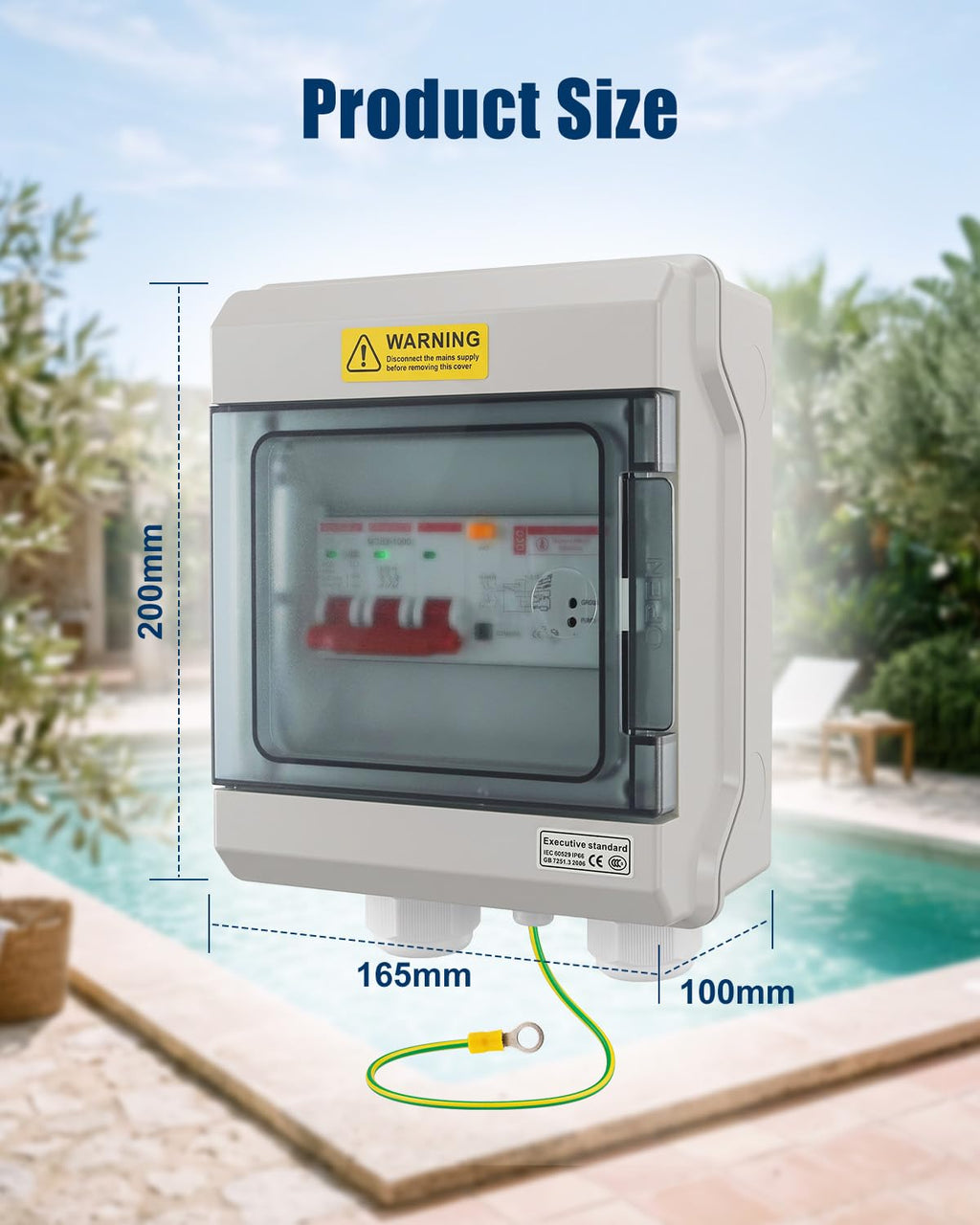 50A Spa GFCI Disconnect Panel, 240V IP66 Outdoor Breaker Box