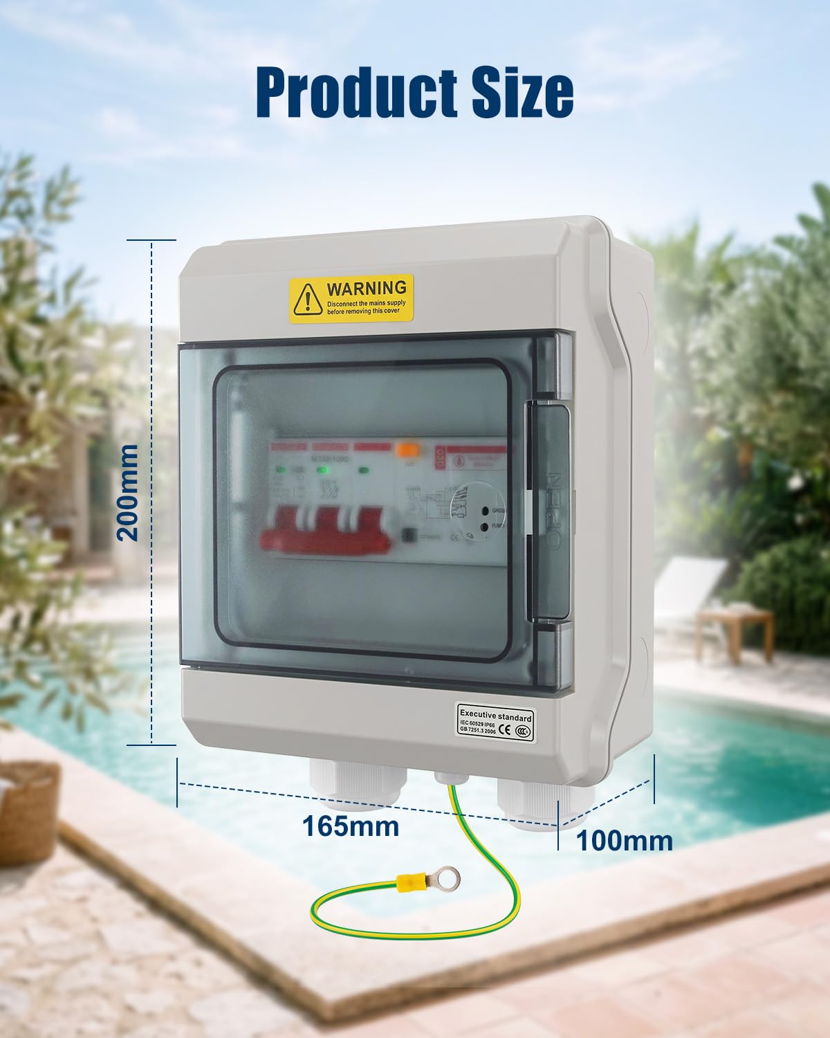 50A Spa GFCI Disconnect Panel, 240V IP66 Outdoor Breaker Box