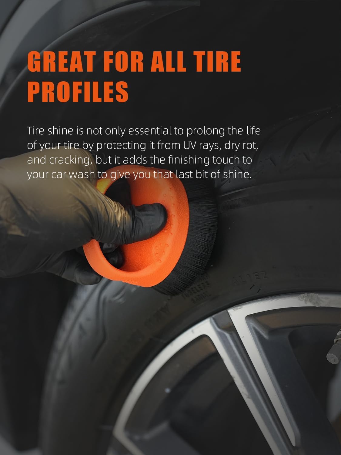 Tire Soft Shine Applicator Brush, Reusable Tire Shine Applicator Brush, Soft Bristle Tool for Application, Ergonomic