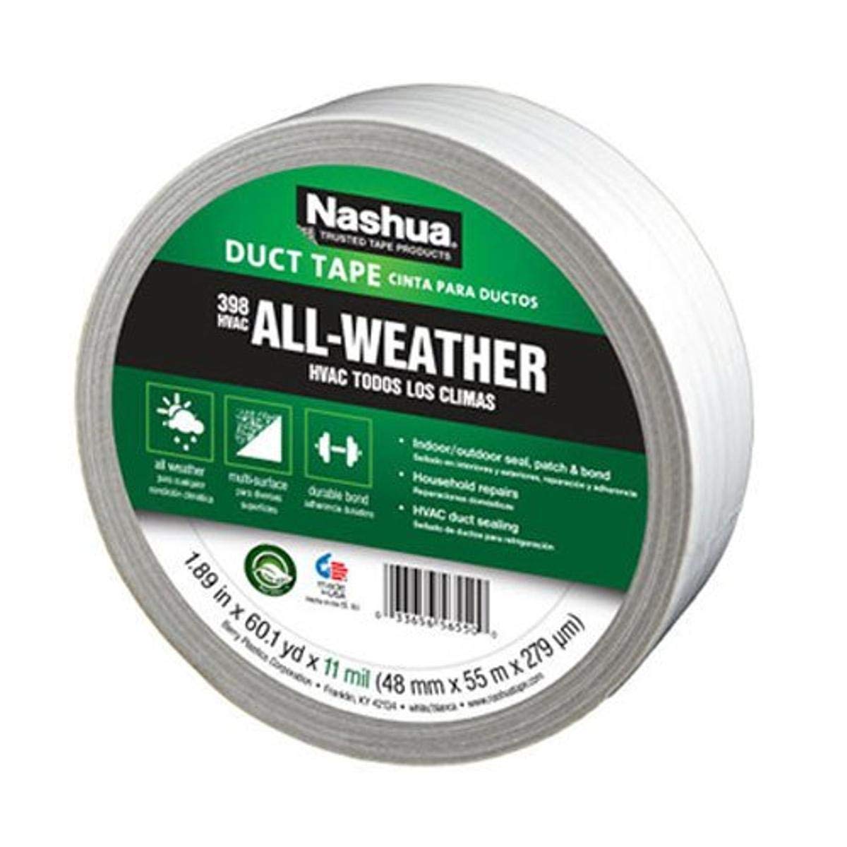 398 Polyethylene Coated Cloth Professional Grade Duct Tape, 55 m Length, 48 mm Width, White