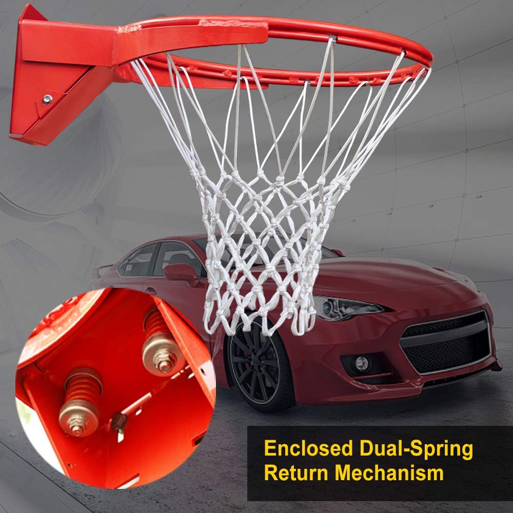 Basketball Rim Replacement | Heavy Duty Breakaway Basketball Hoop Rim for Indoor Outdoor Backboard, Solid Steel Flex