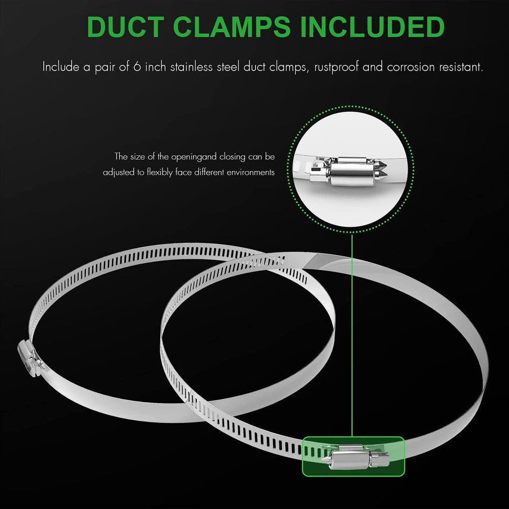 6" 8 Ft Aluminum Ducting Flexible, Heavy-Duty Four-Layer Protection with 2 Duct Clamps, Dryer Vent Hose for Heating