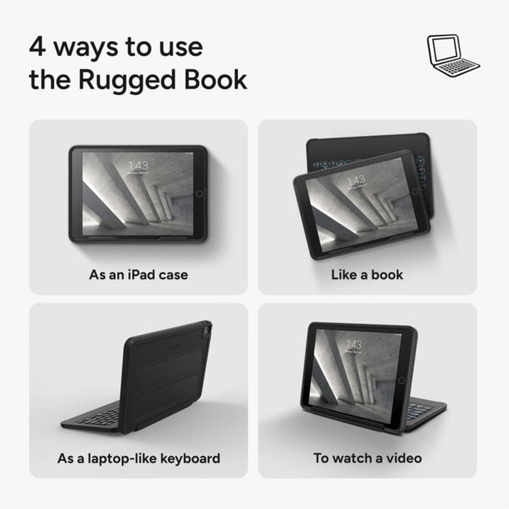 Rugged Book iPad Case with Detachable Magnetic-Hinged Keyboard for iPad Air 3, iPad Pro 10.5" & 10.2" (9th Gen)
