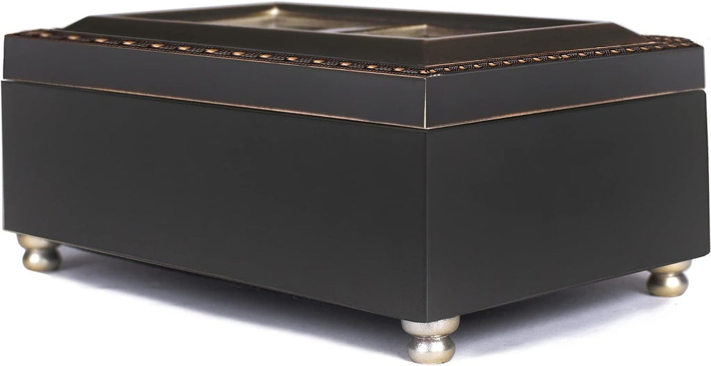 First Communion God Beside You Matte Black Rope Trim Petite Music Box Plays Handel's Hallelujah
