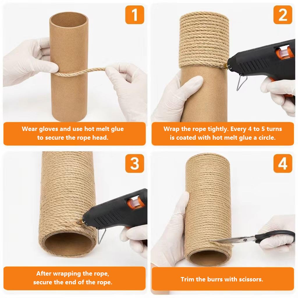 1/4" x 164 Ft Jute Twine String, Thick Twine Rope for Cat Scratching Post