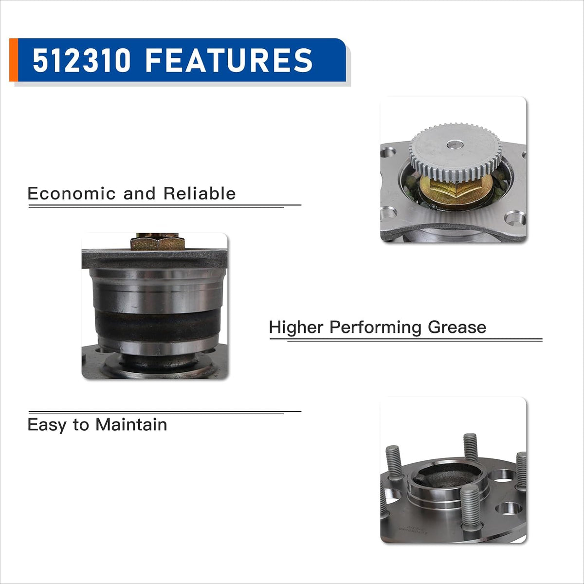 PAROD 512310 Rear Wheel Hub and Bearing Assembly Compatible with 1995-2004 Toyota Avalon, 1997-2001 Camry, 1999-2003 Solara, 1999-2003 Lexus RX300, 1992-2001 ES300 w/ABS