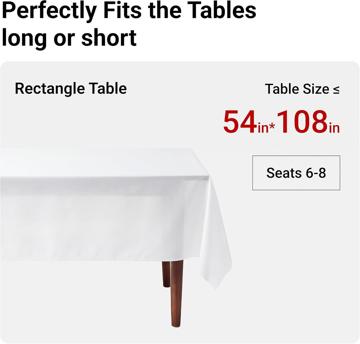 10-Pack White Plastic Tablecloths 54x108, Fits 6-8FT Rectangle Tables