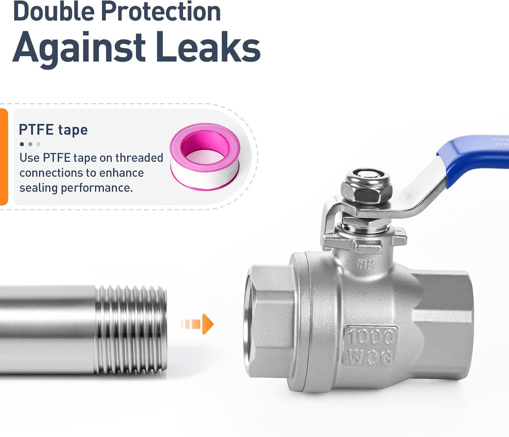 3/4" Female NPT 2-Piece Full Port Ball Valve, 2 Pack