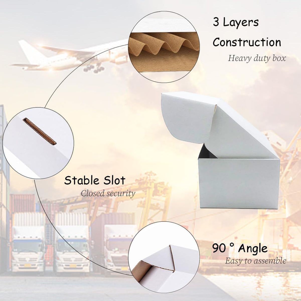 9x6x4 inch Shipping Boxes Set of 25, White Corrugated Cardboard Mailer Box