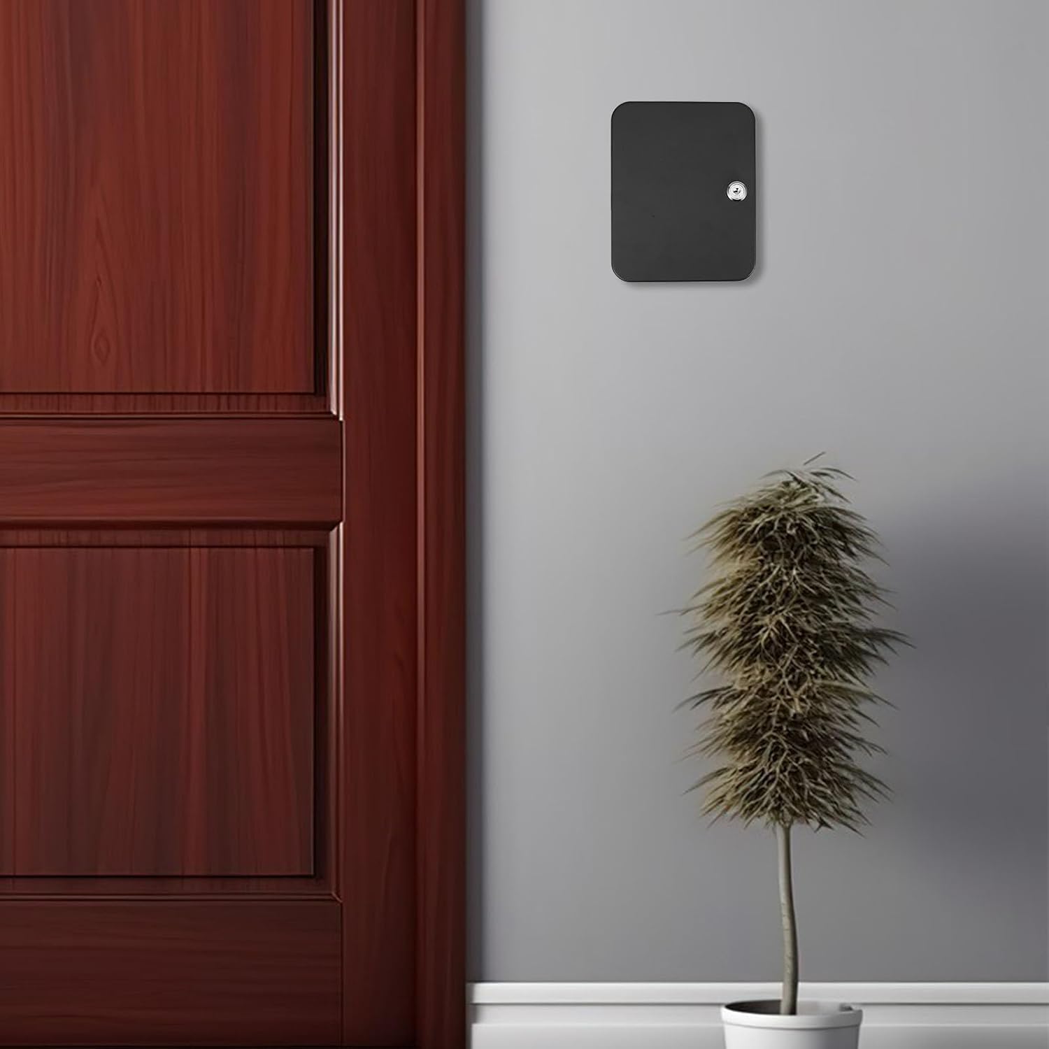 Wall Mounted Key Cabinet with Lock Black 20-Hook Key Storage Organizer for Property Management and Rental for Office