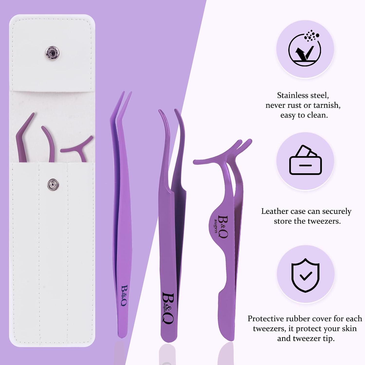 B&Q Eyelash Applicator Tool 3PCS Lash Tweezer Seamless Placement DIY Lashes | Lash Tweezers for Eyelash Extensions
