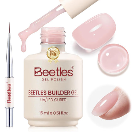 Beetles Builder Gel for Nails Rose Pink, TPO-Free Gel Builder & Nail Brush