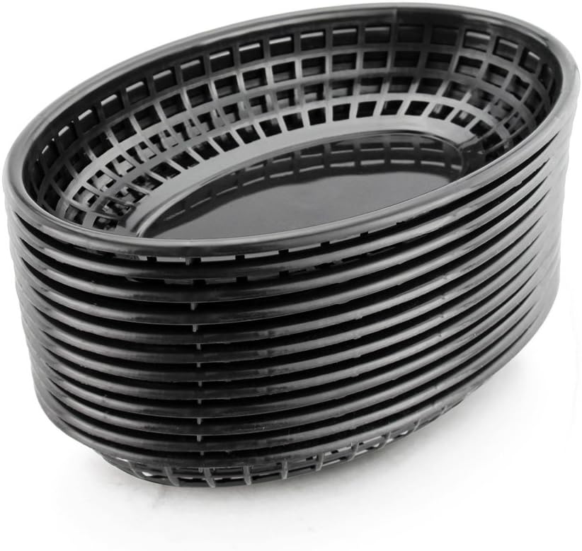 Fast Food Baskets, 9 1/4 x 6 Inch Oval, Black