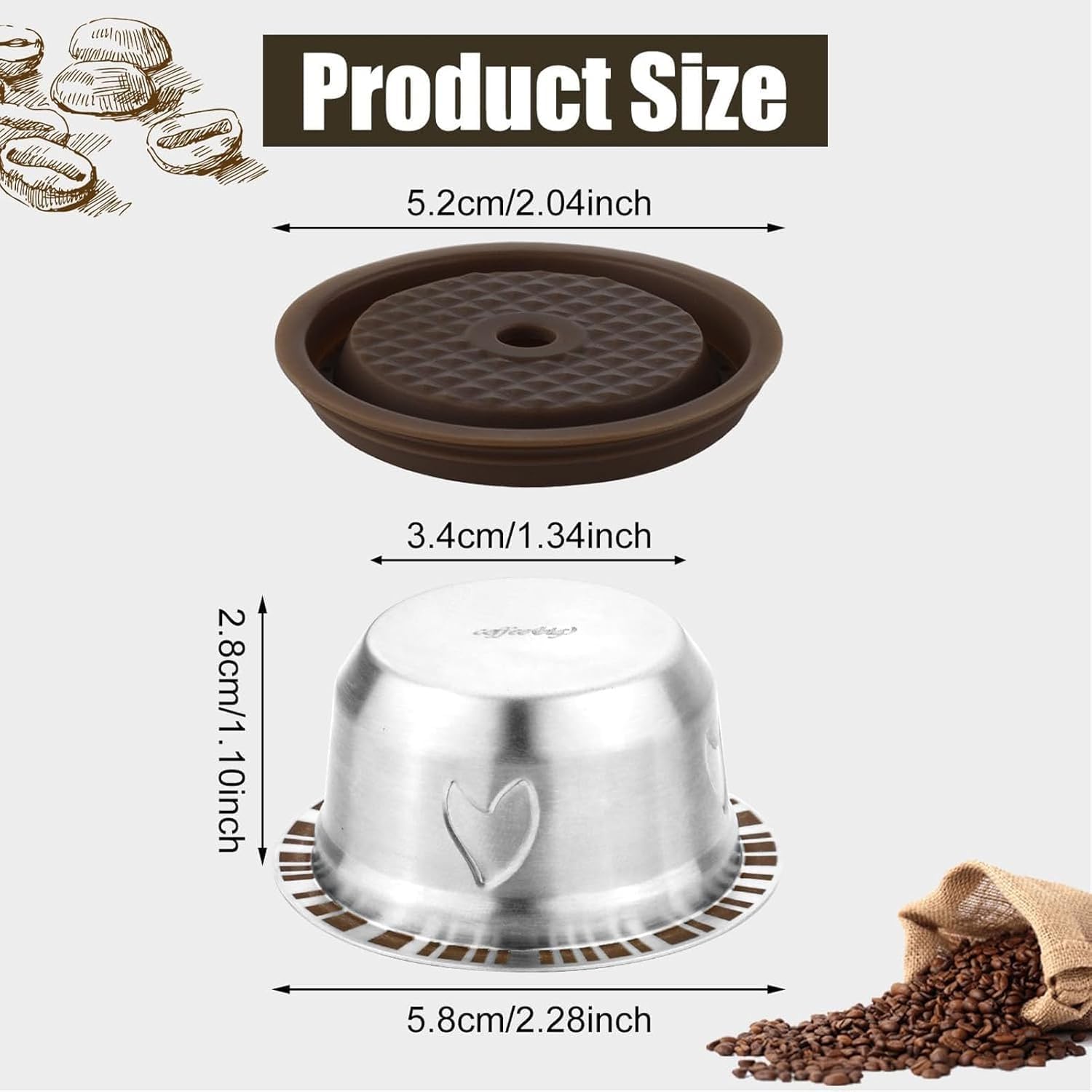 Refillable Coffee Capsule: Compatible with Nespresso VERTUO Coffee Capsules, Stainless Steel 230ml Capacity Reusable